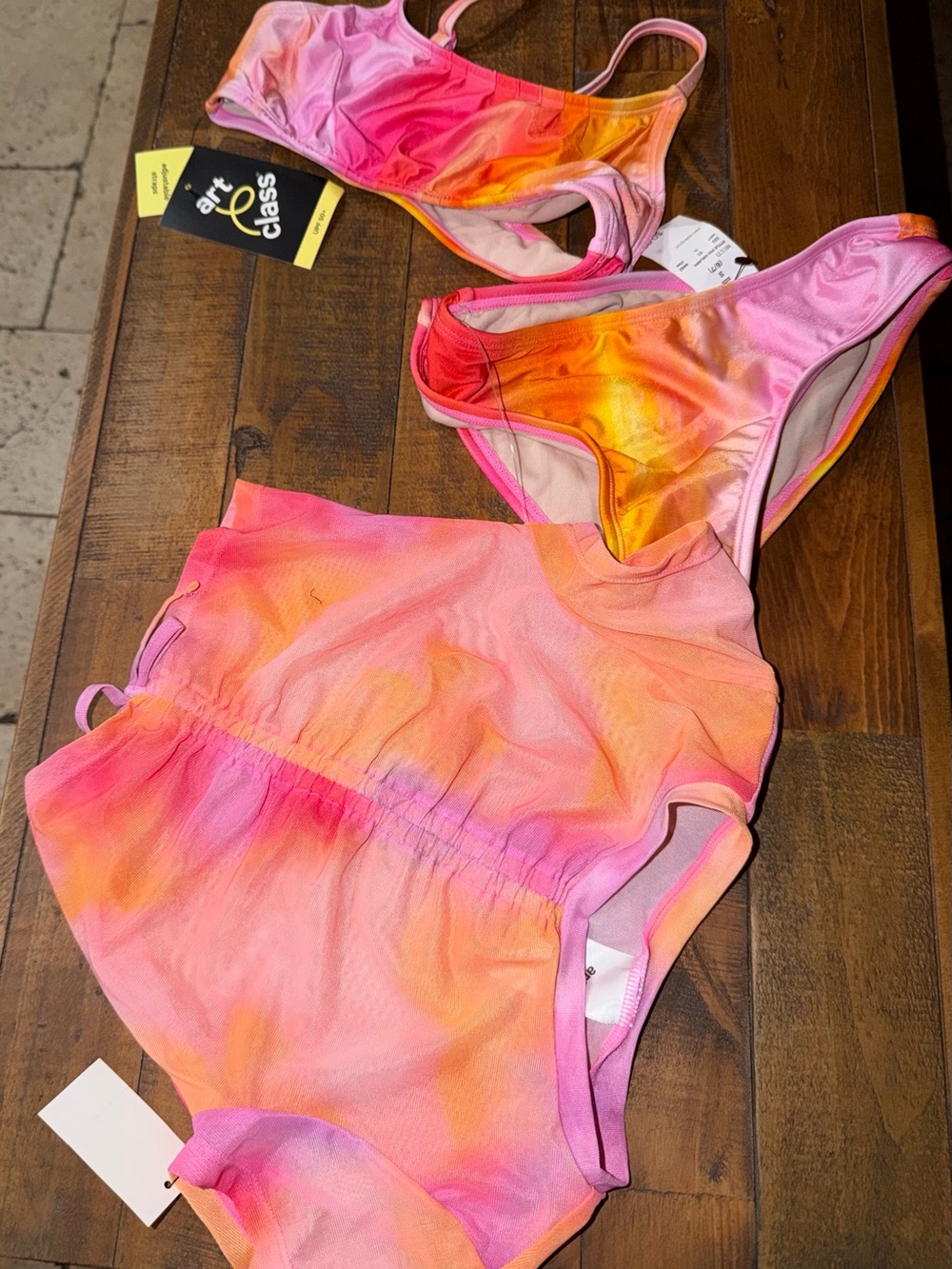 Target Kids Swim Two-Piece & One-Piece Swimsuits in Pink Orange Yellow Tie-Dye